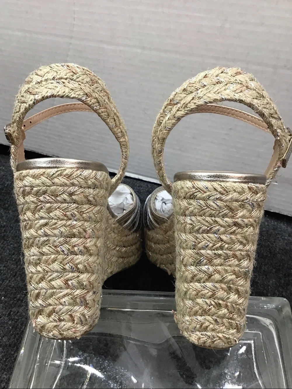 Mia Tara Metallic Wedge Sandals with Espadrille Platform 6M